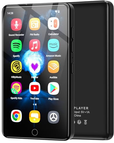 96GB MP3 Player con Bluetooth y WiFi, 4.02 IPS HD MP4 Player con Altavoces, Reproductor de música para niños con Android 13 OS, Android MP4 MP3 Player con Deezer, Spotify, Youtube