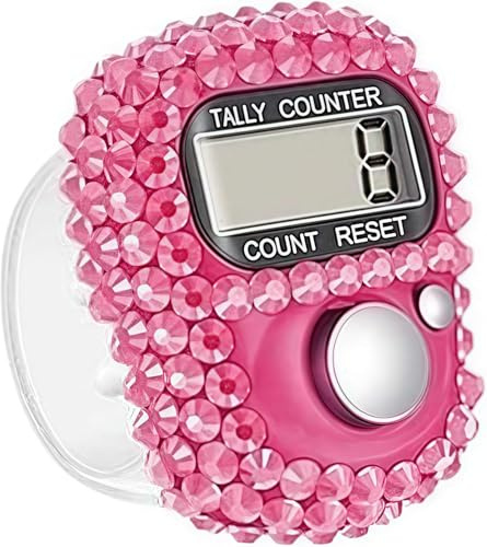 Yjemle 1Pc Pink Electronic Finger Tally Counter Clicker Counter,Portable Digital Display Tally Counter,Resettable Mini Lap Counter for Golf Goods Counting Accessories,Track and Field Lap Counters