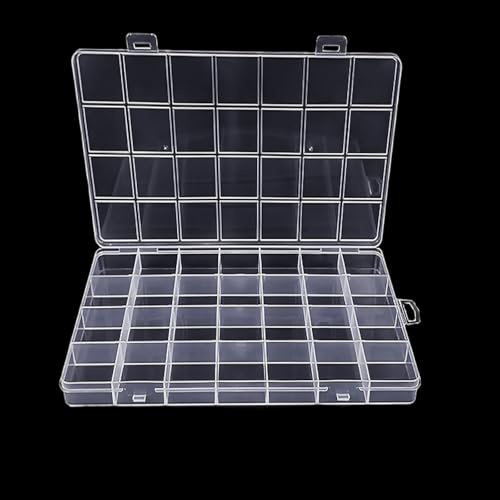 Tarqite 28 Fächer PP Aufbewahrungsbox, Sortier Box Kunststoff, Sortierboxen für Kleinteile, Transparente Sortierkasten Klein für Schmuck, Angelzubehör, Perlen, Handwerk,Schrauben
