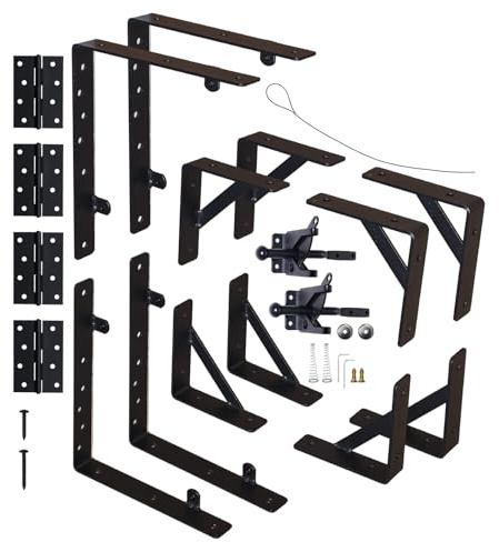 Anti Sag Fence Gate Kit Gate Hardware Gate Latch for Wooden Fence Heavy Duty Corner Brace Brackets with a Gate Latch 2 Set for Wooden Fence, Shed Doors, Driveway Gates, Corral Gates, Wood Windows