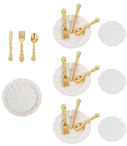 CIYODO Vajilla De Metal para Casa De Muñecas Tenedores Y Cucharas para Casa De Muñecas Vajilla De Aleación En Miniatura Mini Cosas
