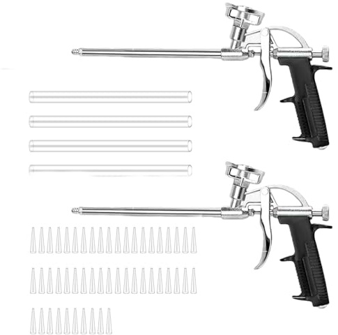 3 pistole in schiuma poliuretanica: Pritok, schiuma per pistola in metallo, pistola dosatrice professionale con manico ergonomico in plastica per fai da te e professionisti per sigillare la