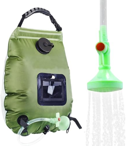 Solar Shower Bag – 5 Gallon Heated Water Carrier, Portable Washing Equipment, Gravityz Flowz Bath Set | Outdoor Cleaning Shower With Flexible Hose For Glamping Trips Garden Deck Or Field Camps