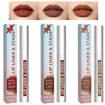3 Piezas Peel Off Labial,Tinte labial desprendibleTatuaje de Labios Larga Duración, Hidrorrepelente Acabado Mate, Pintalabios Peel Off Alta Pigmentación para Mujeres