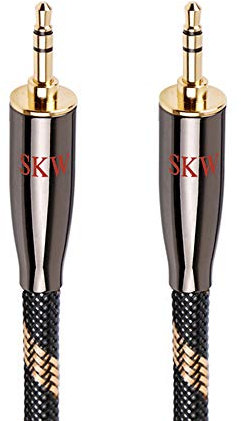 SKW Audiophiles Cavo Aux 3,5mm, Cavo Audio Jack 3.5mm con cavo audio stereo da 6 mm per subwoofer, home cinema e altro (1 m, Nero)