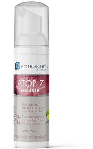 Dermoscent | Atop 7 Mousse | Cat & Dog Dry Shampoo for Itchy Skin, Hot Spot and Dermatitis Treatment | Cat & Dog Dry Shampoo for Allergy Relief | Pets with Sensitive Skin | Wound & Skin Care | 150ml