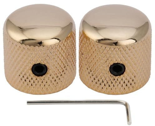 Musiclily Pro 6mm Stahl Gitarren Knöpfe Potiknopf Dome Knobs mit Schraubbar für Telecaster E-Gitarre/Precision Bass, Gold (2er Set)