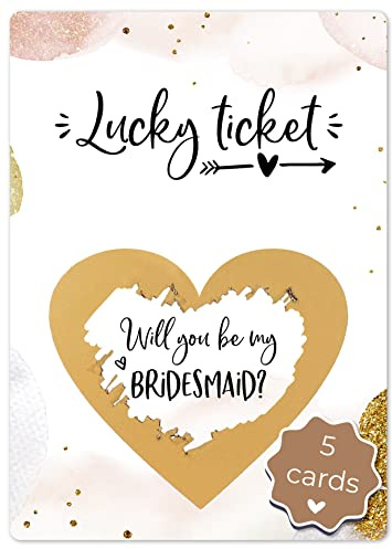 Joli Coon 5 Will You Be My Bridesmaid Scratch Cards | 350gsm designer paper, tactile UV finish, scratch panel, premium stationery for a memorable reveal