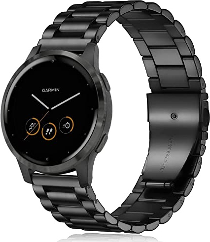 Issinlky metallarmband för Garmin Vivoactive 4S/Venu 2S/Vivomove 3S, 18 mm band rostfritt stål armband för Fossil dam Gen 6/Fossil dam Gen 5E/Fossil dam Q Venture HR Gen 4/Gen 3