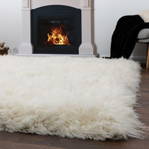 Steffensmeier Flokati Shaggy Rug Flokati 4000 | Wool, Natural, Size: 90x160 cm (3'x5'3) Original From Greece, Living Room and Bedroom Rug