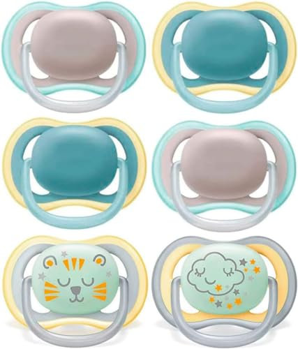 Philips Avent Ultra Air Day & Night Schnuller Set 18+ Monate, 6 Stück, inklusive Transport- und Sterilisationsbox, 18+ M, Uni Mix