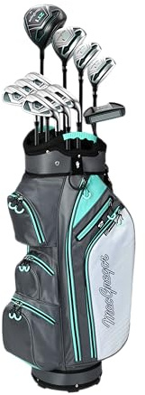 MacGregor ZT1 Ladies Golf Package Set, Graphite 6-SW, Cart Bag, Right Hand, Grey/Turquoise