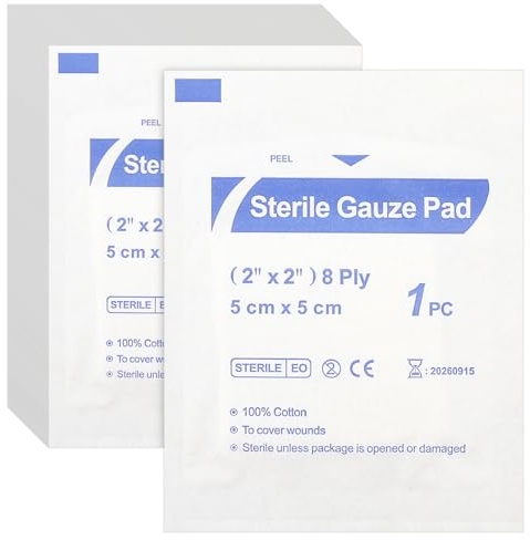 GLADFRESIT Disposable Gauze Pads, 30PCS 5cm x 5cm Sterile Breathable Cotton Gauze Dressings for Wounds