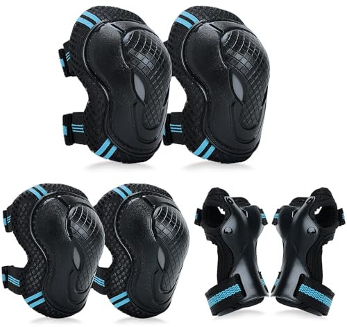 Kinder Knieschoner Ellenbogenschoner und Handgelenkschoner Set, Schoner Set[6pcs] für Kinder Knieschoner Schützer Inline Skates für Skateboard Roller Skaten Scooter BMX