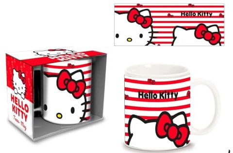 Tazza Colazione Mug Hell-o Kitt-y per la Colazione in Ceramica, Tazza Bicchiere per Bambini, Confezione Regalo, 380 ml., H. 9,5 x D. 7,5 cm, Multicolore, Dimensioni Confezione: 11,5 x 10 x 8,5 cm,