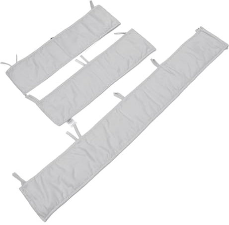HWGING 3 Stück Baumwoll-Babybettgitter, Weiche Stoßstange, Kinder-Antikollisionsschutzgeländer, Reine Farbe, Geteilte Bettumrandung für Zuhause und Reisen (Grau)