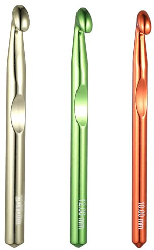 3 Stück Große Häkelnadel, 15 mm, 12 mm, 10 mm, Aluminium, GroßE Häkelnadelset für Dickes Garn, GroßE HäKelnadeln In StandardgrößE