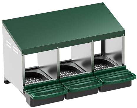 Fudajo Tre värpreden med uppsamlingslåda 81 x 52 x 48 cm, Rede med ventilationshål för hönor väggmontering och golvmontering värpplats hönshållning hönshus