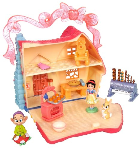 Disney Store Official - Schneewittchen - Puppenhaus - 10 cm/4 - Once Upon a Story - Spielset - Mit Waldhütte, Seppl, Kaninchen und Küchenspielzeugen - Ab 3 Jahren geeignet
