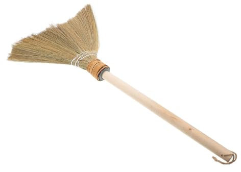 BESTYASH Scopa intrecciata Miscanthus fatta a mano con manico rimovibile morbida scopa per soggiorno cucina camera da letto efficace rimozione della polvere e facile da pulire