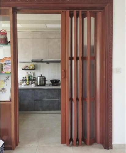 GLFNB Puerta Plegable de acrílico Esmerilado, corrediza, Interior de plástico PVC, con Divisor (Ancho x Alto: 76 x 203 cm/30 x 80 Pulgadas)