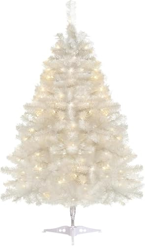 3ft Artificial Christmas Tree, Tabletop Xmas Tree for Holiday Decor 140 Branch Tips, White