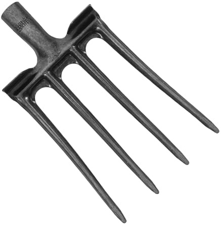 Hemobllo Tête De Fourche en Acier Robuste 4 Dents pour Jardinage Et Décompactage du Sol, Usage Agricole Et Récolte, Fixation 35 Mm, Fourche Large Polyvalente
