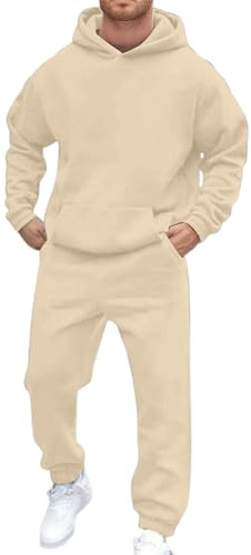 Generisch Tuta lunga da uomo, per il tempo libero, 2 pezzi, traspirante, in tinta unita, per il jogging, per lo sport, per il fitness, per il tempo libero, per lo streetwear