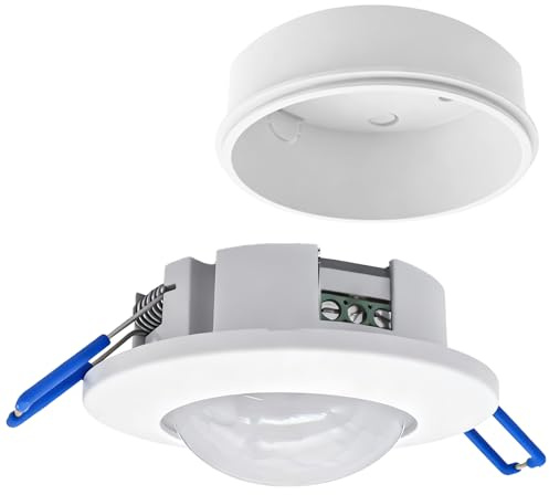 Detector de movimiento para techo interior, instalación empotrada y de superficie, detector de presencia con tiempo ajustable de 10s–10min, alcance 6m/360° sensor infrarrojos, sensibilidad a la luz 2