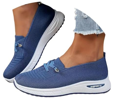 ticticlily Scarpe Ortopediche Donna Senza Lacci Sneakers da Ginnastica Estive Antiscivolo Camminare Sportive A Blu 39 EU