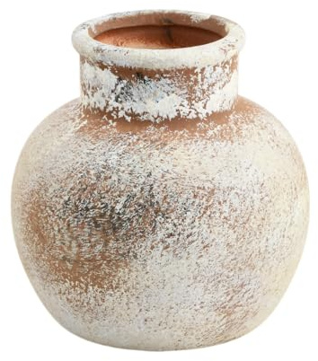 Novocloud Jarrón de Terracota Antigua, Jarrón de Cerámica Rústica, Jarrones de Cerámica Estilo Bohemio para Decoración del Hogar, Jarrones Vintage para Granja