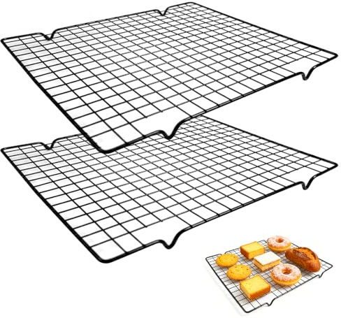 2 Pezzi Gratella per Dolci, Griglia Rettangolare Per Pasticceria, Griglie da Forno in Acciaio Inox, Griglia Forno Universale di Raffreddamento per Panificazione Grigliare Raffreddare Pane (40x25x2 cm)