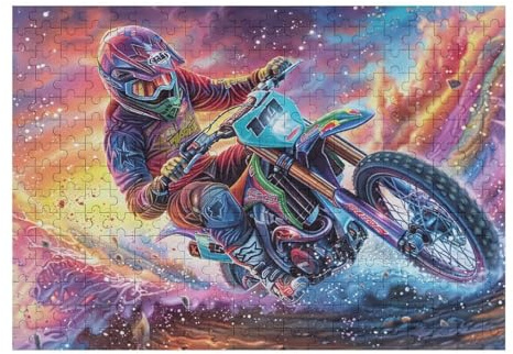 Piloto de Motocross montaña Bicicleta Todo Terreno Aventura Salvaje Puzzle 300 Piezas Aliviar Estrés 3D Rompecabezas Familiar para Hombres Y Mujeres Obra De Arte Decorativo Hogar 300 PCS