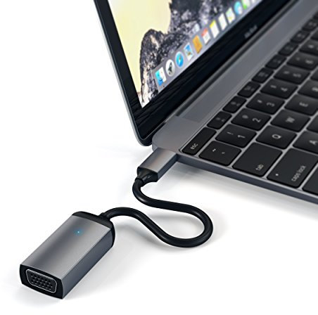 SATECHI USB-C auf VGA Adapter, Thunderbolt 3/4 auf VGA Kabel, VGA-zu-USB-C Konverter für Monitor 1080p@60Hz, für MacBook Pro, Air, iPad, iPhone, USB-C Tablets, Laptops und Mehr, Space Grau