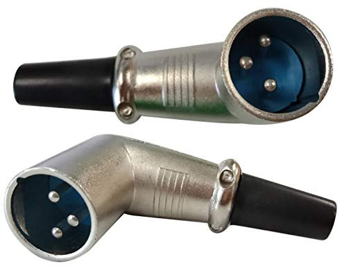 zdyCGTime DIY XLR Adaptador 90 Grados 3 Pines XLR Macho Soldador Tipo Audio micrófono Conector de Altavoz (Plata 2 Unidades)