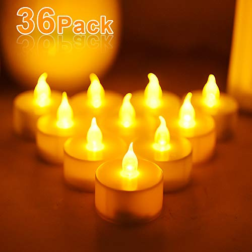 Velas LED sin llama, 36 unidades, sin llama, velas de té parpadeantes, velas eléctricas con pilas, decoración para Navidad, árbol de Navidad, Pascua, boda, fiesta