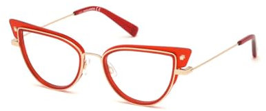 Dsquared Damen Brille, Rot Glanz, 51 mm, 140, S0374676