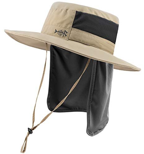 Bassdash UPF 50+ Sombrero de Pesca Solar Resistente al Agua con Solapa de Cuello Desmontable