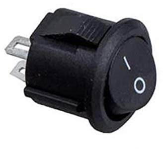 Movilideas Interruptor basculante redondo negro SPST 2 terminales 6A 250VAC UL VDE 1 Unidad