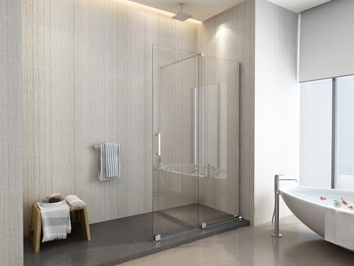 Parete Doccia tipo WALK-IN Scorrevole vetro 8 MM anticalcare reversibile Telaio Cromato (146-150 cm)