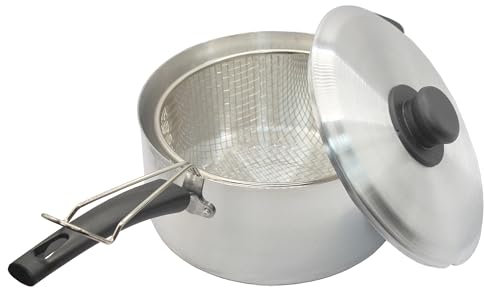 New 22cm 3 Pcs Aluminium Deep Frying Pot Cooking Tools Frying Pan Fried Chicken French Fries Pot Oil Drip Drainer Rack Basket