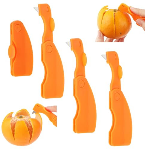 GEEHUA 3 Stück Orangenschäler, Leicht zu öffnen Schnellschäler aus Metallklinge, Faltbares Schälgerät für Küche Obst Gemüse Zitrusfrüchte Drachenfrüchte Zitrone Granatapfel Obstschälwerkzeug
