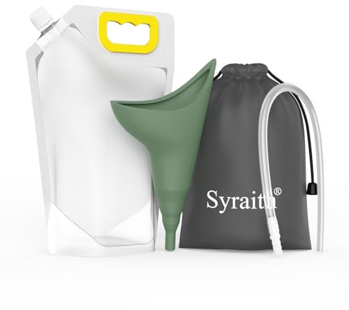 Syraith Urinella for Women, Reusable Urinella Women, Portable Urine Bottle for Women for Standing or Squatting, with Connection Tube and 1500 ml Collection Bag (Green)