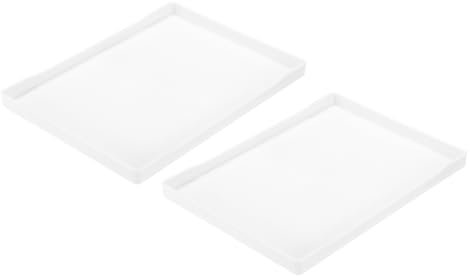 QUARKZMAN 2 Piezas Bandeja de Servicio Pequeña Blanca Mini Bandeja 7 x 10 Bandejas Rectangulares de Plástico Decorativas de Madera para Desayuno Cocina Baño