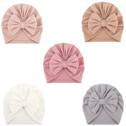 DRESHOW 5 Pezzi Cappello Turbante Bambina Cappellini Berretti e Cappellin per Infantile Bambino Neonato Ragazza