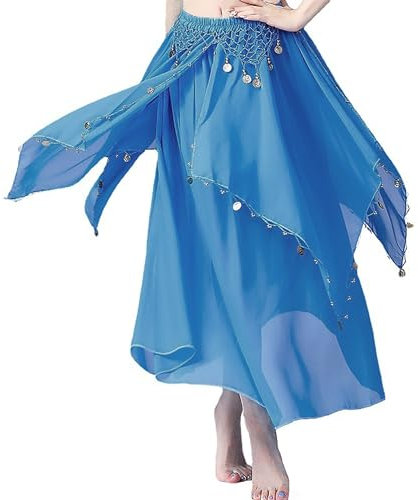 MUNAFIE Bauchtanz Rock，Wahrsagerin Kostüm，Tanzrock Tüllrock, Bauchtanz Kostüm Damen Hellblau