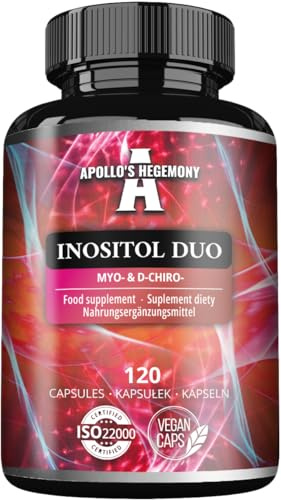 Inositol Duo 120 veganska kapslar - Myo-Inositol + D-chiro-inositol - 615 mg per kapsel - 4 månaders leverans - Vitamin B8-tillskott - av Apollo's Hegemony