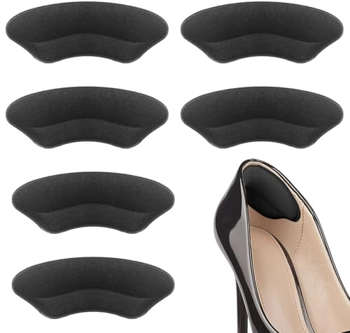 Coussinet Talon Chaussure, Protege Talon Chaussure avec Inserts en Éponge, Découpables pour Talons Hauts et Chaussures Décontractées (3 Paires (Noires), L 9,5 x l 3,5 x H 0,5 cm)
