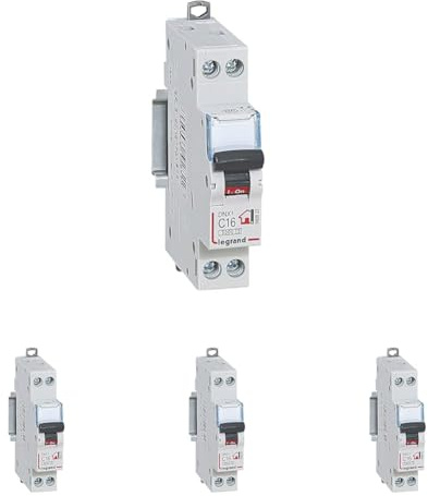 LEGRAND - Disjoncteur Phase + Neutre 230V DNX³ - Pouvoir de Coupure 3000A - 16A Courbe C - Bornes à Vis - 1 Module - Fabriqué En France (Lot de 4)