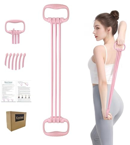 Kovixsc Figure 8 Resistance Band for Women 15-90LBS, Adjustable Resistance Bands with Handles for Arm Back Exercise, 6 Fitness Elastic Rope, Stretch Bands for Yoga, Pilates, Strength Training